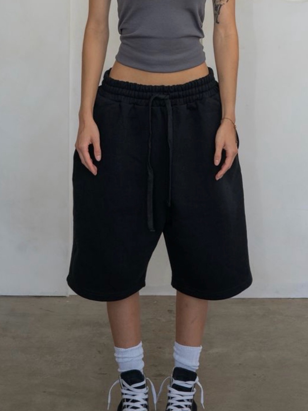 Black Drawstring Sweat Shorts